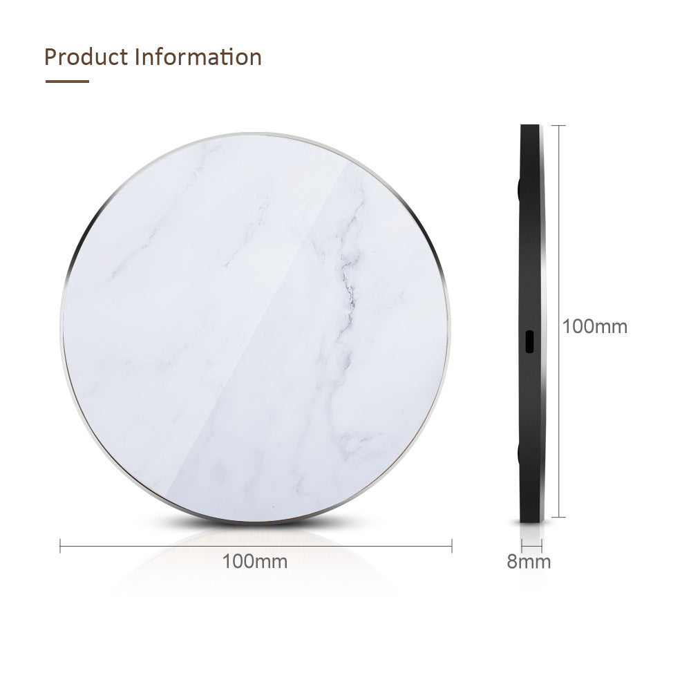 "Circular marble texture coaster with size measurements on white background, minimalist stone drink coaster for desk protection."