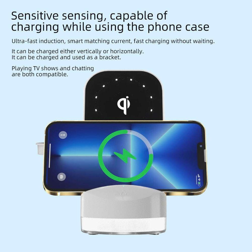 "A premium battery phone case with a built-in charging feature, shown on a sleek smartphone stand against a minimalist light blue background to highlight its slim design and functionality."