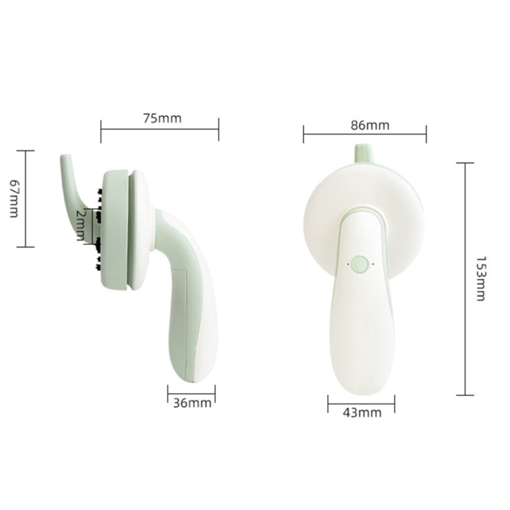 "Portable white mini vacuum cleaner with size specifications and dimension lines, minimalist tech design for home and car cleaning."