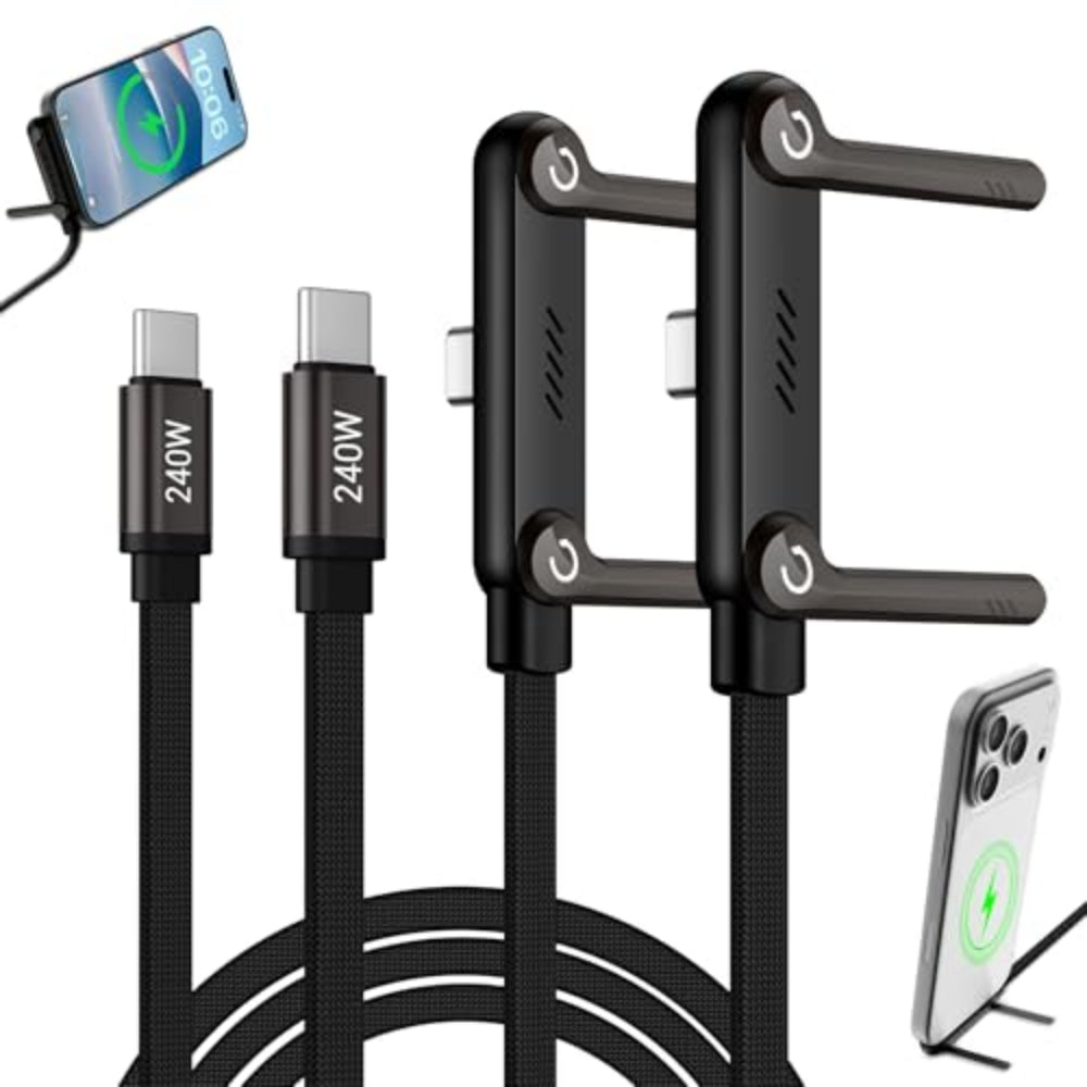 Fast charging cable set with phone connectors on a white background