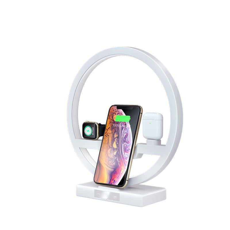 4-in-1 Smart Bedside Lamp: Fast Wireless Charger, Phone Stand & Night Light