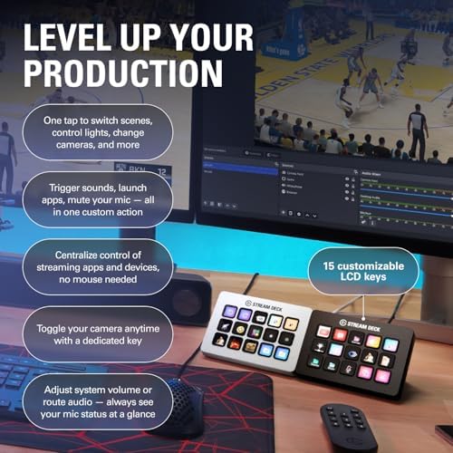 Elgato Stream Deck MK.2: 15 LCD Macro Keys Studio Controller - Works with Mac & PC