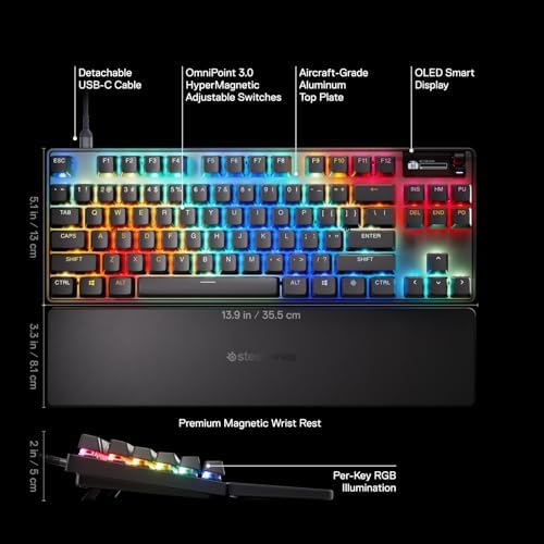 teelSeries Apex Pro TKL Gen 3 - OmniPoint 3.0 HyperMagnetic Gaming Keyboard