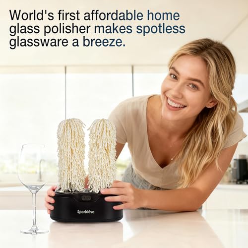 Sparkléve Home Glassware Polisher | Automatic Spinning Glass Dryer & Buffer