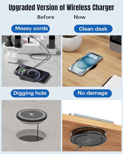 Invisible Under-Desk Wireless Charger | 30mm Long-Range Hidden Charging Pad