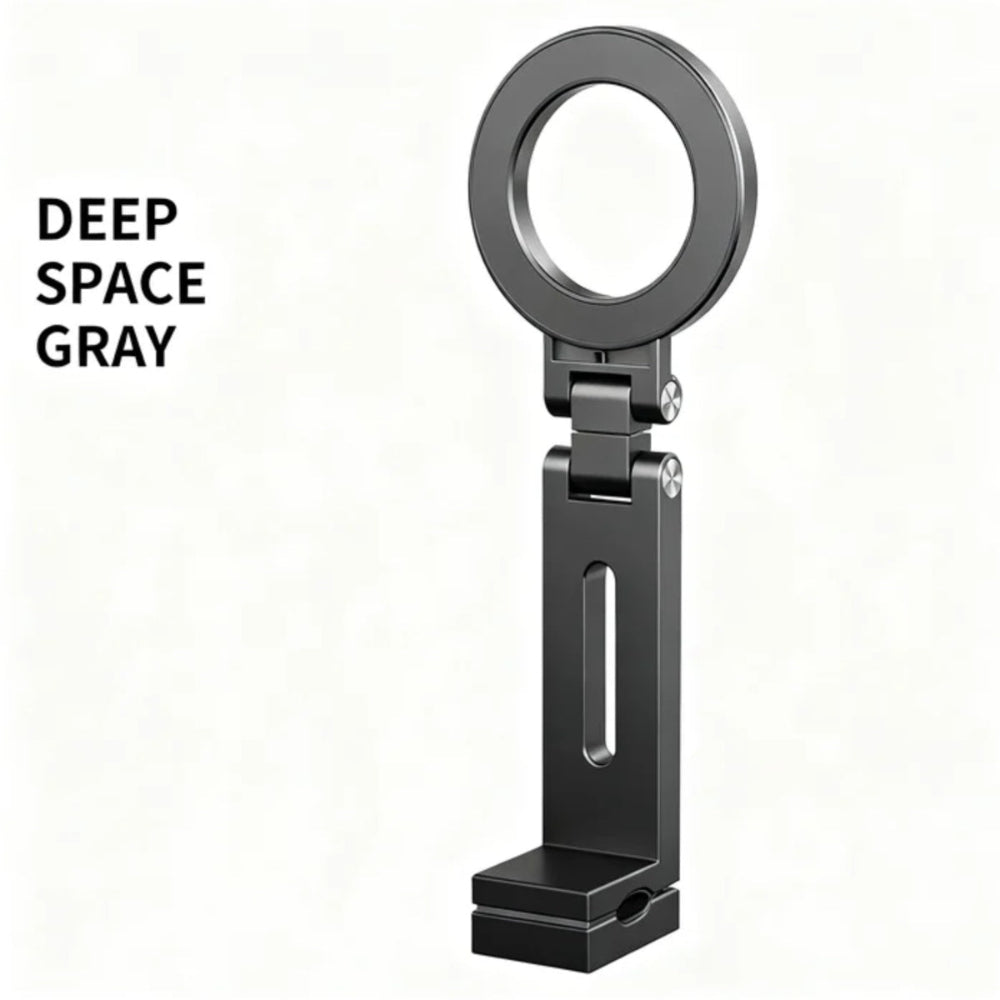 Deep space gray metal ring light on a white background