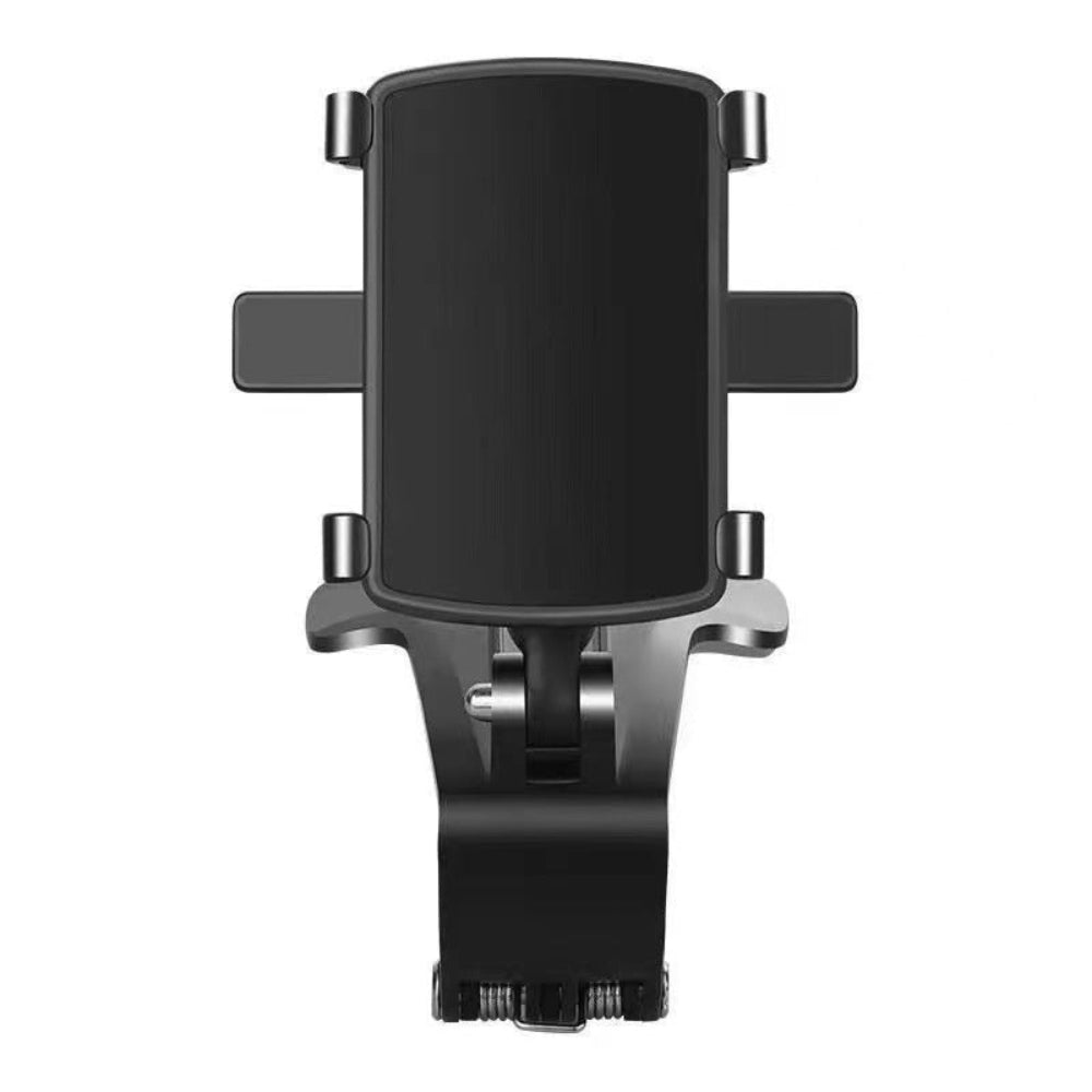 "Adjustable black car phone mount featuring a flexible long arm and 360-degree rotation cradle on a white background."