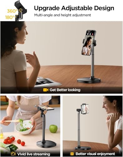 DIMONCOAT Ergonomic Aluminum Phone Stand – Height & Angle Adjustable Desktop Holder for iPhone 17, 16, 15 Pro Max, Samsung Galaxy S26, Ultra & Tablets