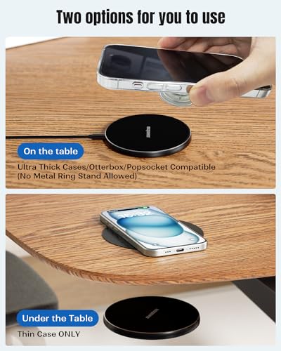 Invisible Under-Desk Wireless Charger | 30mm Long-Range Hidden Charging Pad