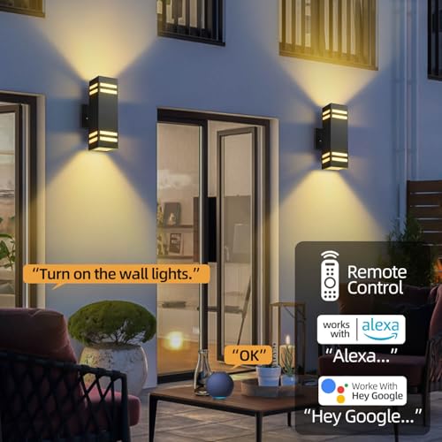 Zinola Outdoor Smart Wall Lights (2-Pack) - RGB Color Changing & Dusk to Dawn Sensor